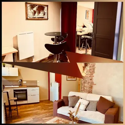 Cuisine ou kitchenette dans l'établissement Le Duo Forézien - 2 Apts au RDC côte à côte - Proche gare et centre - Wifi