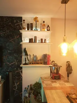 Cuisine ou kitchenette dans l'établissement Appartement cosy proche Centre des congrès et Transbordeur