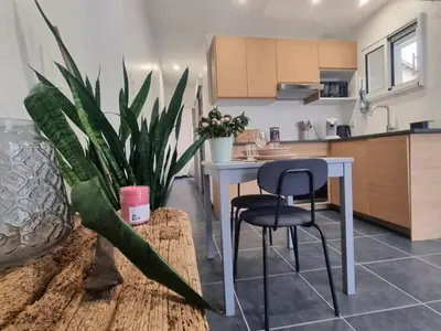 Cuisine ou kitchenette dans l'établissement Charmant gîte à Montrond-les-Bains avec parking et wifi - FR-1-496-342