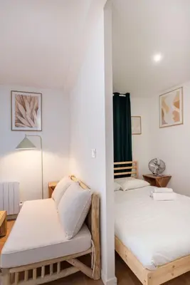 Un ou plusieurs lits dans un hébergement de l'établissement Apartment Perron - Cozy 2 people - Oullins