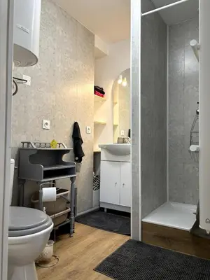 Salle de bains dans l'établissement Cozy atmosphere 4pers near Eurexpo GroupamaStadium