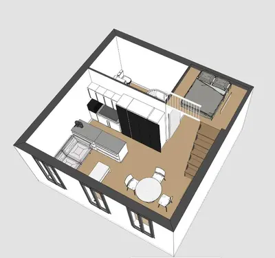 Cuisine ou kitchenette dans l'établissement Studio Le Cocon de Jacquard