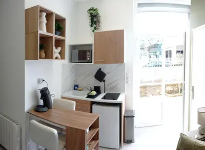 Cuisine ou kitchenette dans l'établissement Studio 