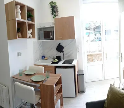 Cuisine ou kitchenette dans l'établissement Studio 