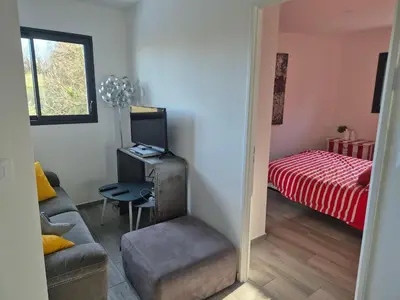 Un ou plusieurs lits dans un hébergement de l'établissement Appartement 1 chambre et terrasse