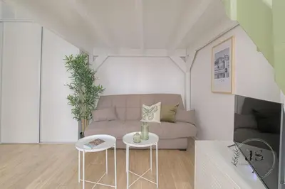 Télévision ou salle de divertissement dans l'établissement Le Dauphiné studio climatisé