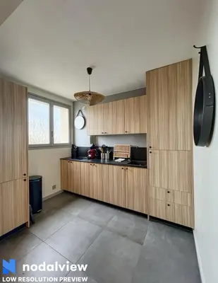 Cuisine ou kitchenette dans l'établissement Cozy renovated apartment with cinema atmosphere and view