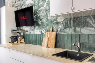 Cuisine ou kitchenette dans l'établissement Studio Léontine, avec parking privé