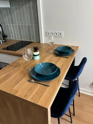 Cuisine ou kitchenette dans l'établissement Le Charmant - Proche Gare