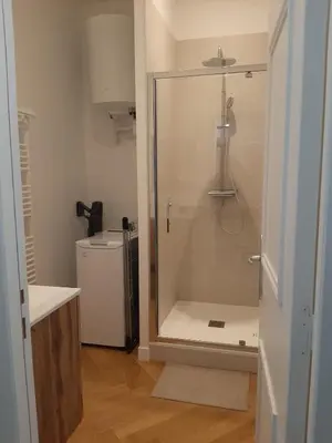 Salle de bains dans l'établissement Haussmannien rénové et climatisé, Centre de Lyon - Métro Saxe-Gambetta