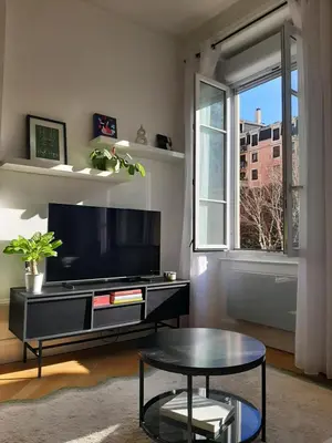 Télévision ou salle de divertissement dans l'établissement Haussmannien rénové et climatisé, Centre de Lyon - Métro Saxe-Gambetta