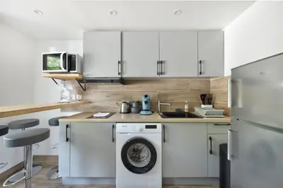 Cuisine ou kitchenette dans l'établissement Duplex rénové parking gratuit Lyon 9