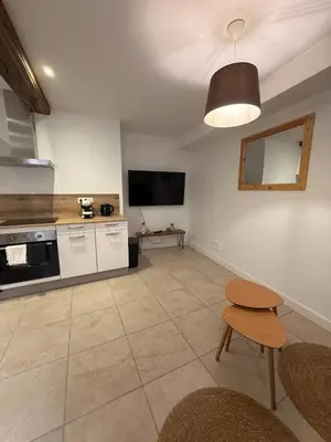 Cuisine ou kitchenette dans l'établissement Fleurie Appartement T2