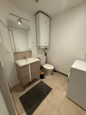 Salle de bains dans l'établissement Fleurie Appartement T2
