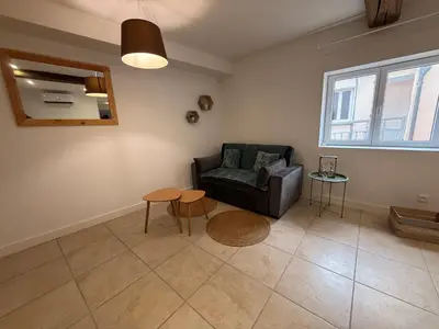 Coin salon dans l'établissement Fleurie Appartement T2