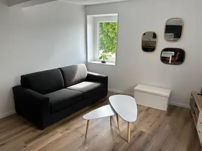 Coin salon dans l'établissement Charmant appartement au cœur de Montrond
