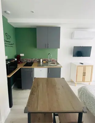 Cuisine ou kitchenette dans l'établissement Éclat St Romain 2, studio-moderne-WIFI- parking - CLIM