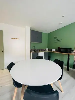 Cuisine ou kitchenette dans l'établissement Éclat St Romain n3, duplex - moderne - WIFI - CLIM- proche Vienne