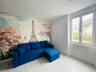 Coin salon dans l'établissement Éclat St Romain n3, duplex - moderne - WIFI - CLIM- proche Vienne