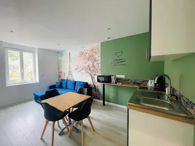 Cuisine ou kitchenette dans l'établissement Éclat St Romain n4, duplex - moderne - WIFI - CLIM - proche Vienne