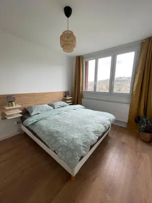 Un ou plusieurs lits dans un hébergement de l'établissement Logement spacieux et lumineux