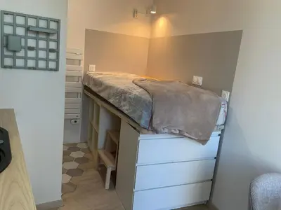 Cuisine ou kitchenette dans l'établissement Studio au cœur du village