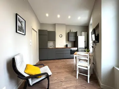 Cuisine ou kitchenette dans l'établissement Appartement agréable proche gare