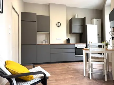 Cuisine ou kitchenette dans l'établissement Appartement agréable proche gare
