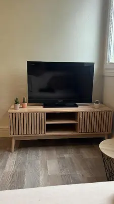 Télévision ou salle de divertissement dans l'établissement Petit appartement cosy Miribel