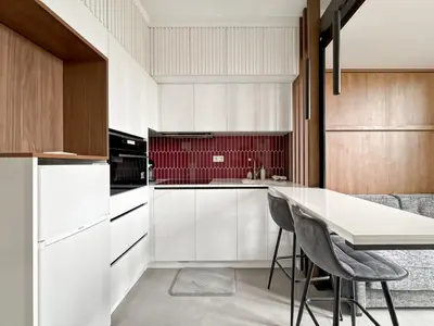 Cuisine ou kitchenette dans l'établissement La White box