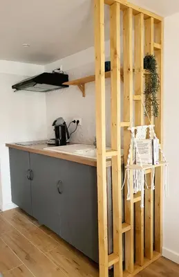 Cuisine ou kitchenette dans l'établissement T2 Neuf indépendant-8min de Lyon - Parking privé -Terrasse
