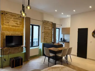 Télévision ou salle de divertissement dans l'établissement Appartement élégant et chic refait à neuf