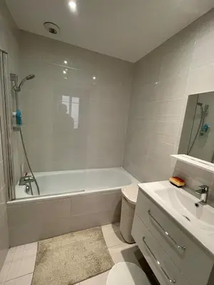 Salle de bains dans l'établissement T3 refait à neuf quartier Hôtel de Ville-Terreaux