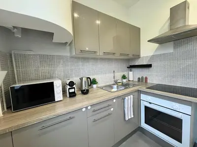 Cuisine ou kitchenette dans l'établissement Superbe T2 à 15 min de Lyon