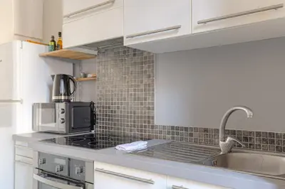 Cuisine ou kitchenette dans l'établissement Joli studio fonctionnel, 2 personnes, Charpennes