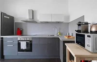 Cuisine ou kitchenette dans l'établissement Havre de paix pour 4, clim et balcon, Caluire
