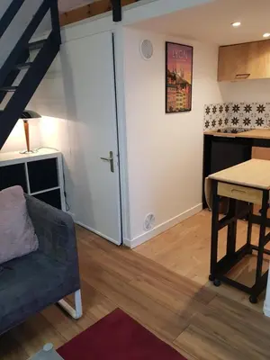 Coin salon dans l'établissement Studio cosy entièrement rénové à deux pas de Lyon