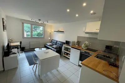 Cuisine ou kitchenette dans l'établissement Appartement Lyon 8 proche métro