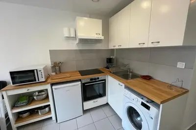 Cuisine ou kitchenette dans l'établissement Appartement Lyon 8 proche métro