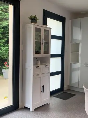 Cuisine ou kitchenette dans l'établissement Sur côte en Dombes