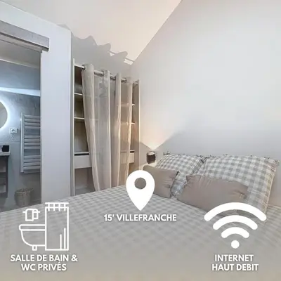Un ou plusieurs lits dans un hébergement de l'établissement Juliana - Anse Centre - Chambre et Salle de bain WC privée - Cuisine partagée