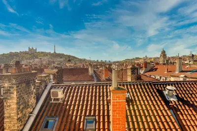 Vue générale sur Lyon ou vue de la ville depuis l'appartement