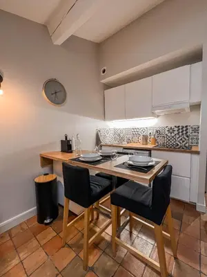 Cuisine ou kitchenette dans l'établissement Studio cosy Villefranche-Sur-Saône