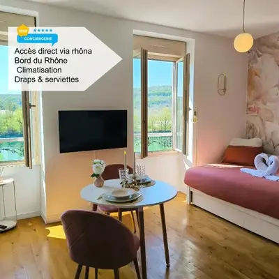 Studio L'éclat vue sur rhône