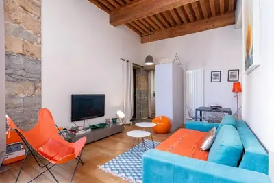 Télévision ou salle de divertissement dans l'établissement Appartement cosy plein centre - l'Annexe