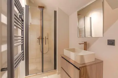 Salle de bains dans l'établissement Superbe appartement lumineux proche de Lyon