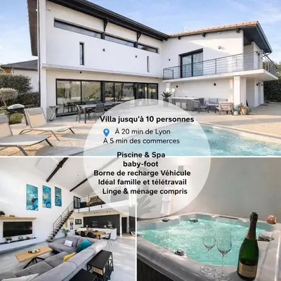 Piscine de l'établissement Villa Lumière - Confort, spa, piscine, recharge véhicule & babyfoot ou située à proximité