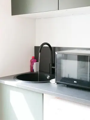 Cuisine ou kitchenette dans l'établissement Le Jungle