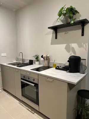 Cuisine ou kitchenette dans l'établissement Grand studio