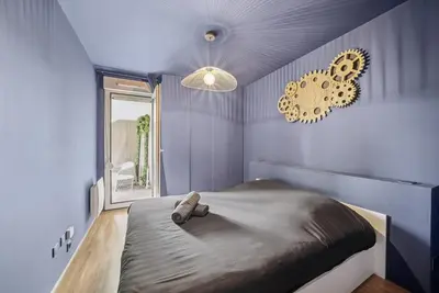 Un ou plusieurs lits dans un hébergement de l'établissement Superbe appartement avec terrasse cosy & spacieux - Lyon 3